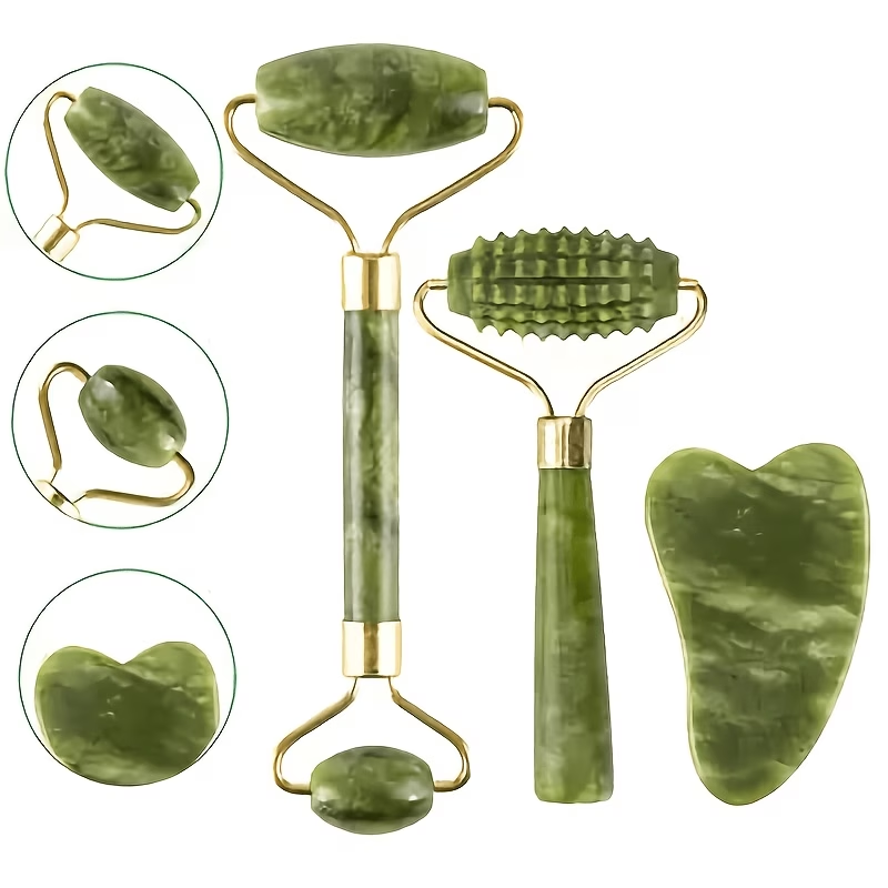 Aveliq Glow Jade Roller & Facial Sculpting Stone Set
