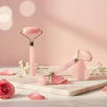 Aveliq Glow Rose Quartz Roller Set soft feminine product shot